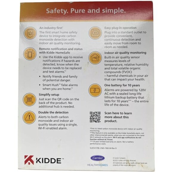 Kidde WiFi Carbon Monoxide‎ Alarm & Indoor Air Quality Monitor & Battery Backup - Picture 16 of 16